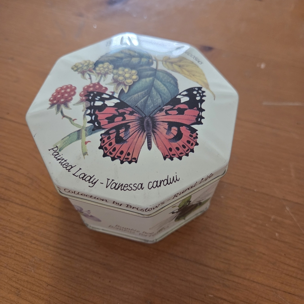 Bristows Of Devon Octagonal "Painted Lady Butterfly" Tin